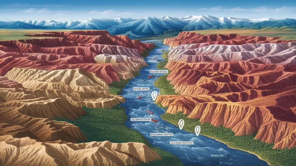 Map of Colorado's major river systems showing popular rafting routes and locations.