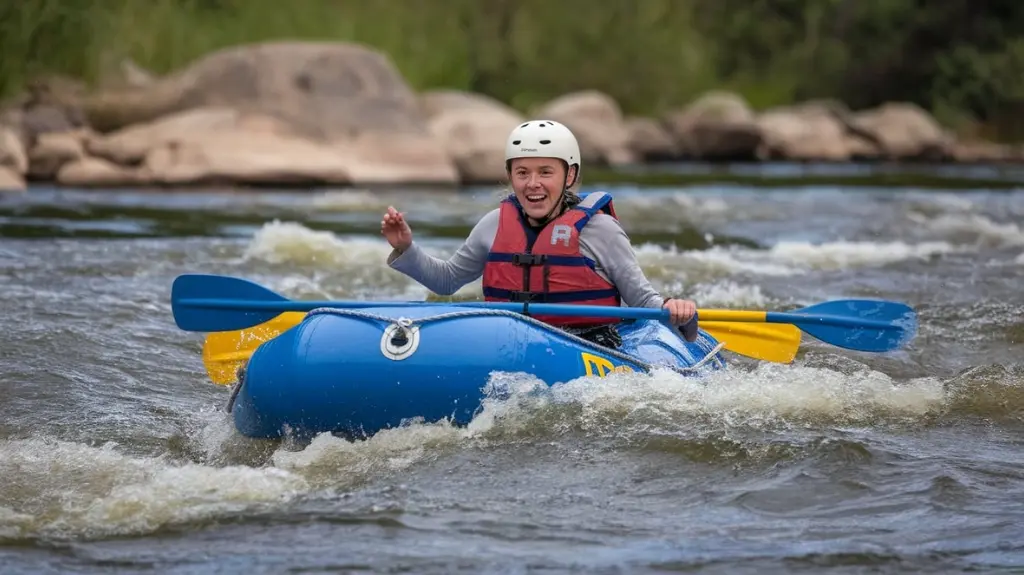 Beginner rafter’s first encounter with small rapid on Ocoee River