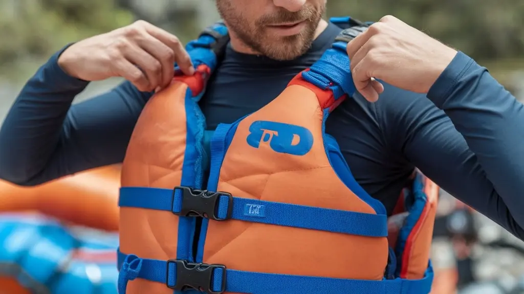 Rafter adjusting PFD straps, highlighting comfortable fit features and ergonomic design.