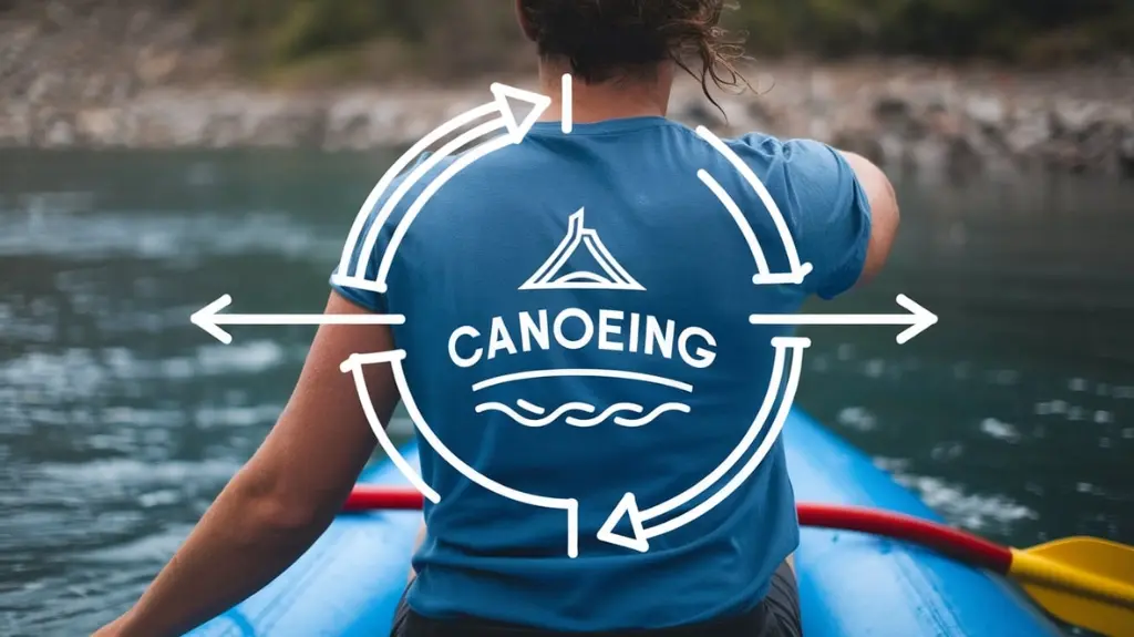 Infographic showing the breathability and moisture-wicking properties of a canoeing t-shirt, perfect for outdoor rafting.