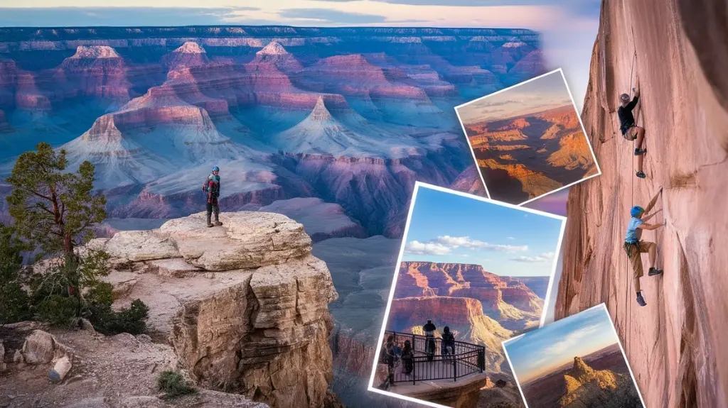 Collage of activities available in the Grand Canyon beyond rafting, including hiking and scenic viewpoints.