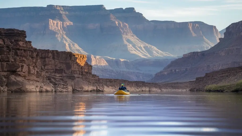 Rafter enjoying a tranquil moment on the Colorado River, reflecting on the transformative journey through the Grand Canyon.