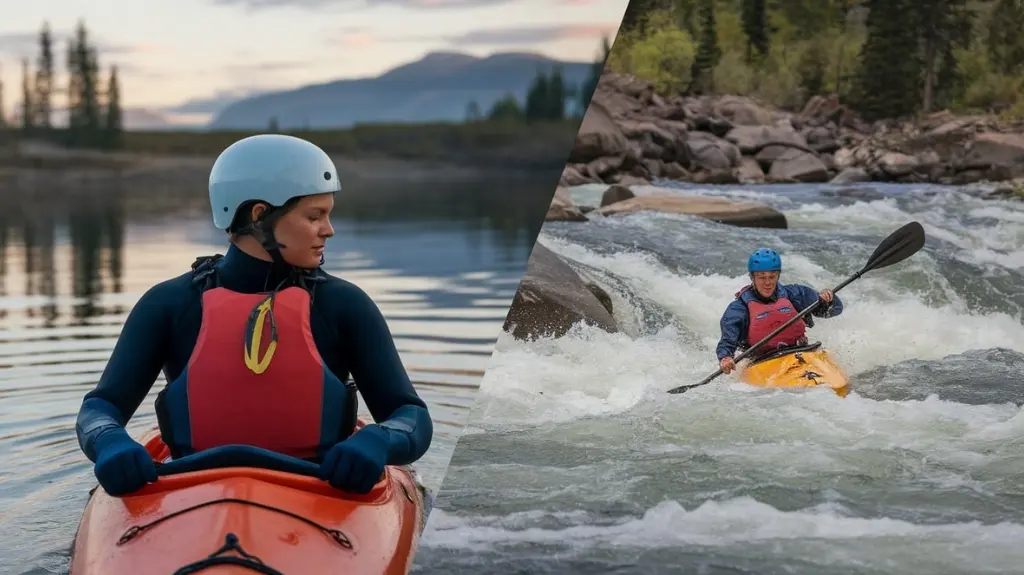 Comparison of PFD performance in calm waters versus whitewater rapids for rafting safety.
