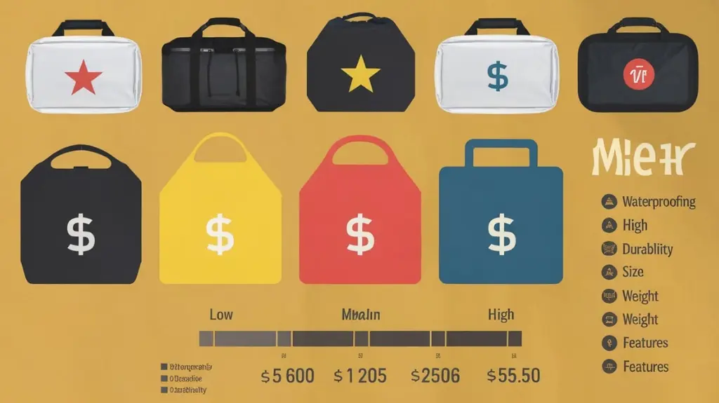 Infographic comparing the cost and quality of different dry bags for rafting, helping users make informed decisions.