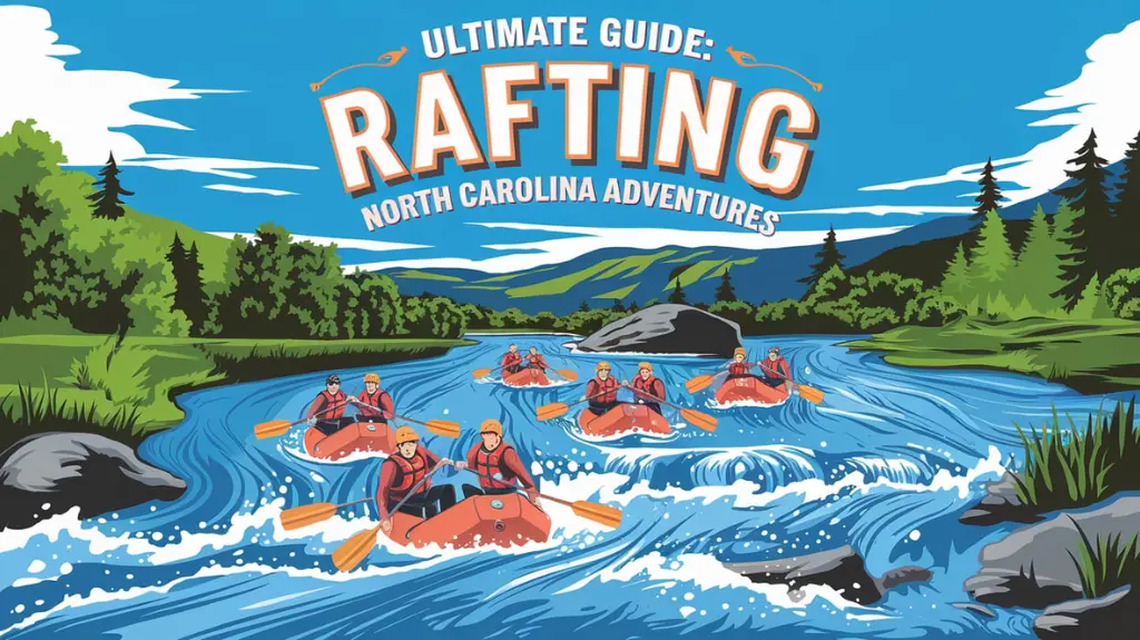 Group of rafters navigating rapids in North Carolina, ultimate guide to rafting adventures.