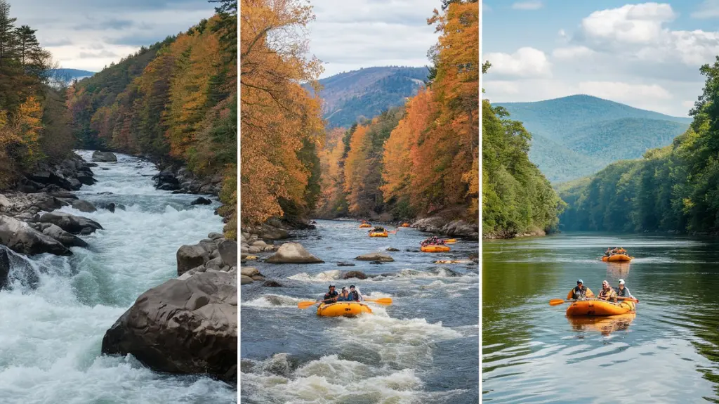 Highlights of top Tennessee rafting destinations: Ocoee, Pigeon, and Nolichucky Rivers. 