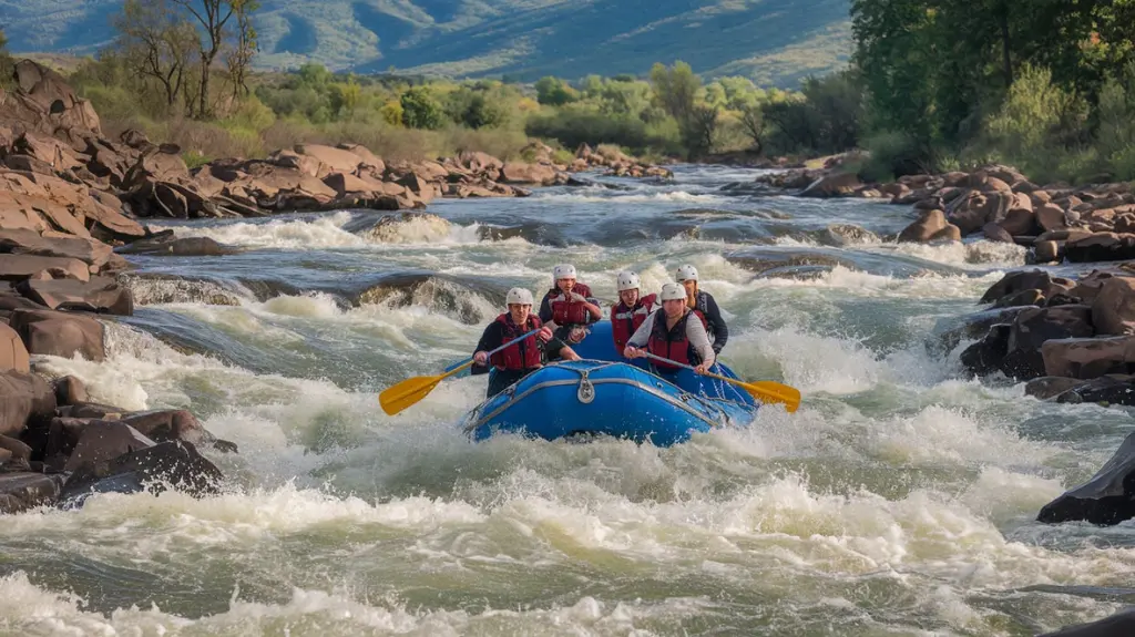 Experienced rafters navigating challenging rapids with skilled guides in Buena Vista.