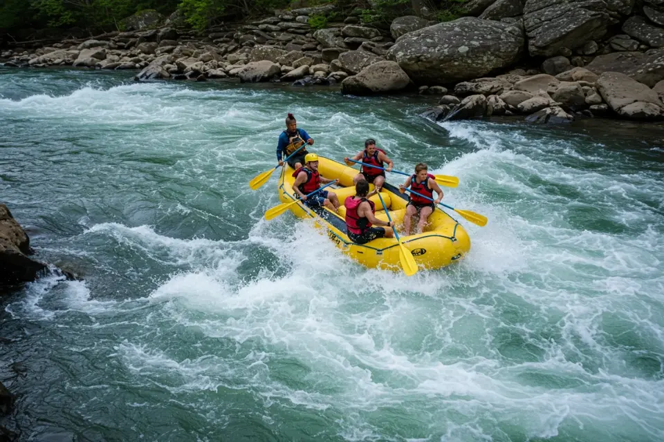 Group enjoying an adventurous rafting trip on the Ocoee River