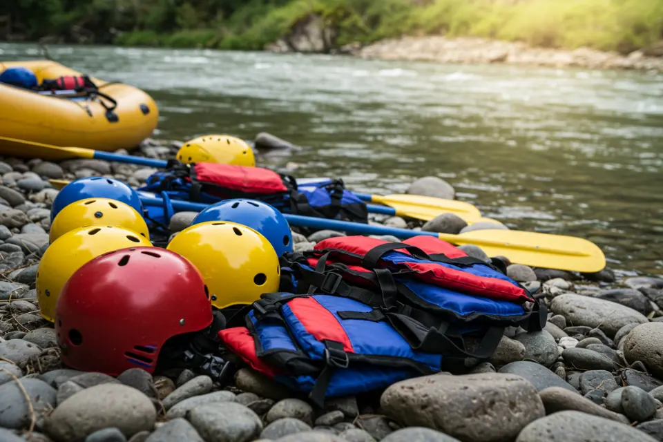 Essential rafting safety gear: helmets, PFDs, and paddles