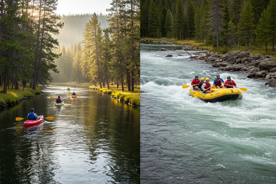 Comparison of scenic float and whitewater rafting in Yellowstone