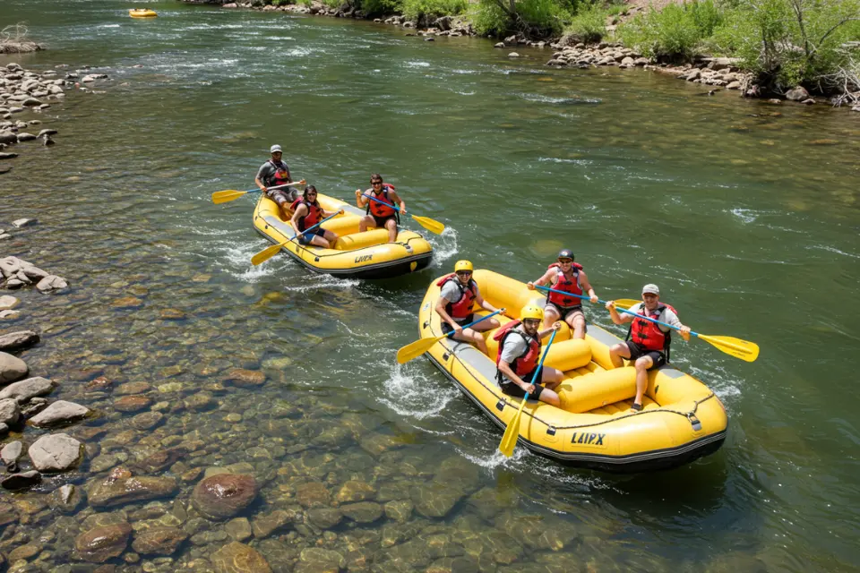 Corporate group enjoying a private rafting experience in Glenwood Springs