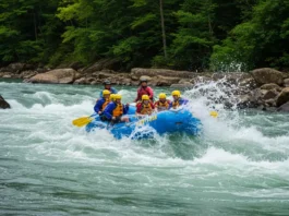 Adventurers rafting on the Ocoee River near Chattanooga