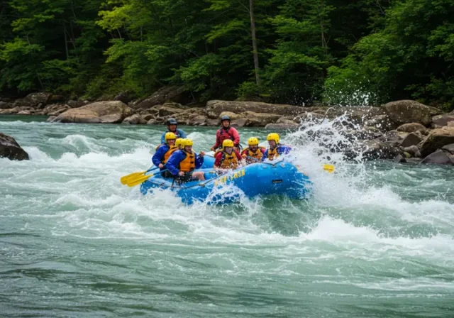 Adventurers rafting on the Ocoee River near Chattanooga