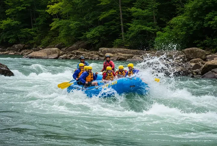 Adventurers rafting on the Ocoee River near Chattanooga