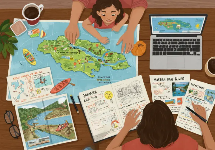 Tips for planning a Martha Brae adventure, including time, packing, and booking.