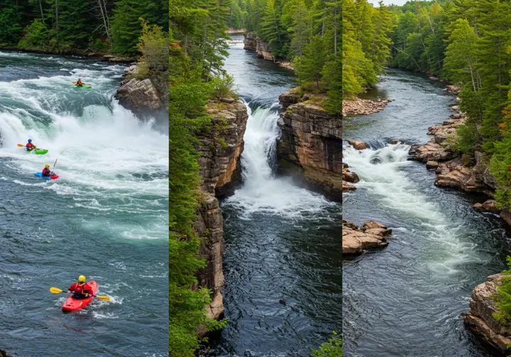 Split image of the Wolf, Menominee, and Peshtigo Rivers with labels.