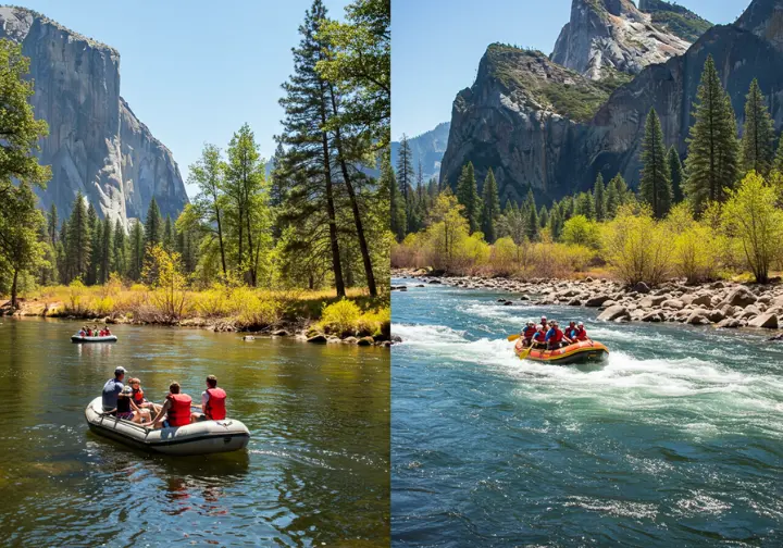 Split image of the Merced and Tuolumne Rivers with labels.