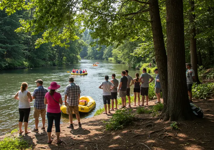 A variety of Leavenworth rafting outfitters, with people enjoying the river experience.