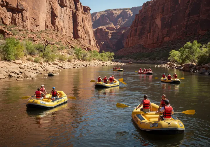 Variety of white water rafting trip options in Grand Junction, Colorado, showing different skill levels.