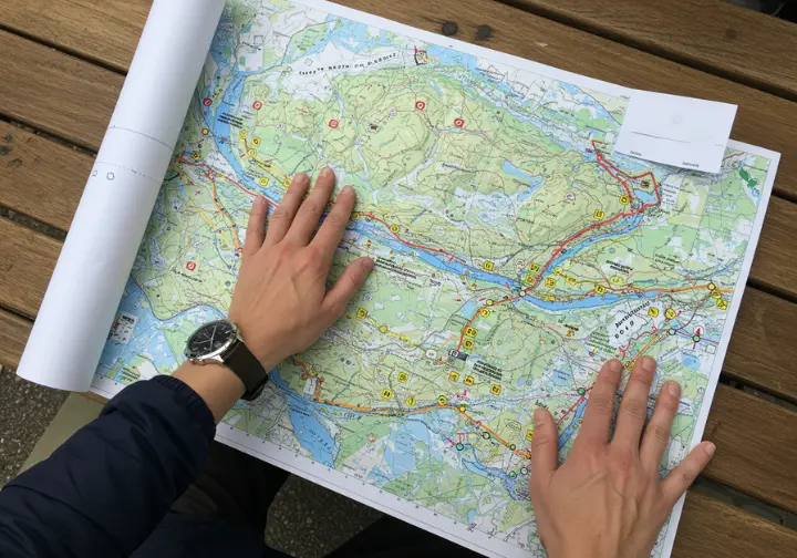Planning a 2025 white water rafting trip with a detailed topographical map.