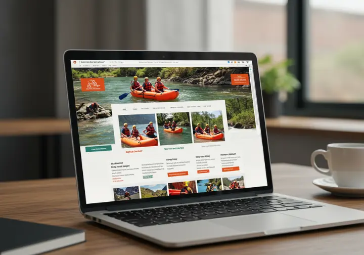 Online booking of a rafting adventure, showing a tour operator's website for easy reservation.