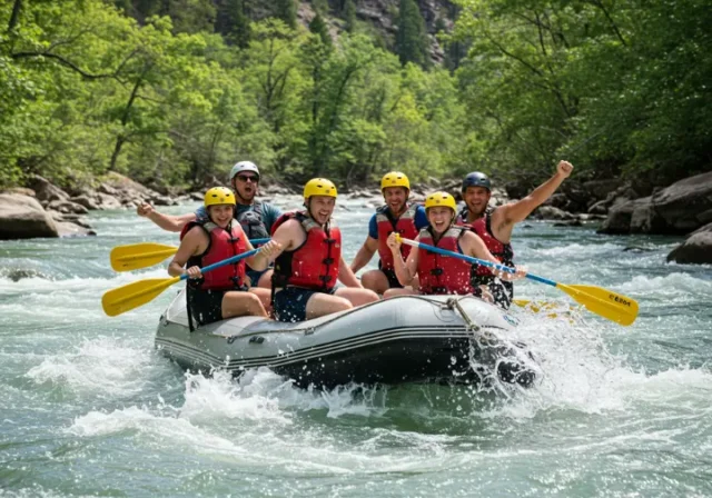 Group whitewater rafting on the Kern River in California, Spring 2025.