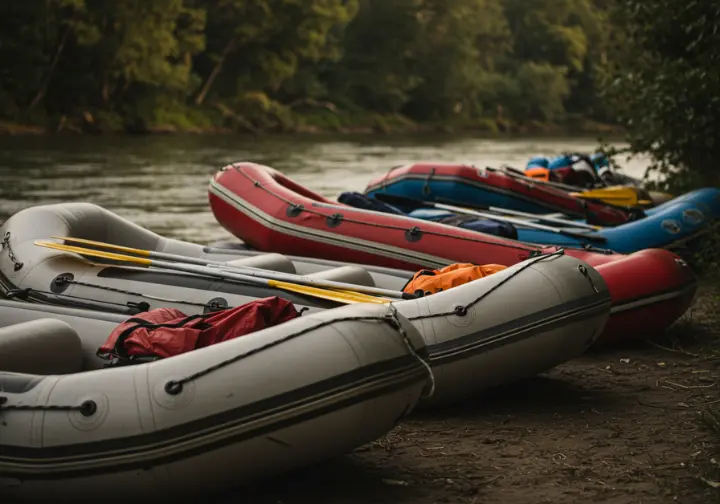 Various types of whitewater rafts used for trips on the Kern River.
