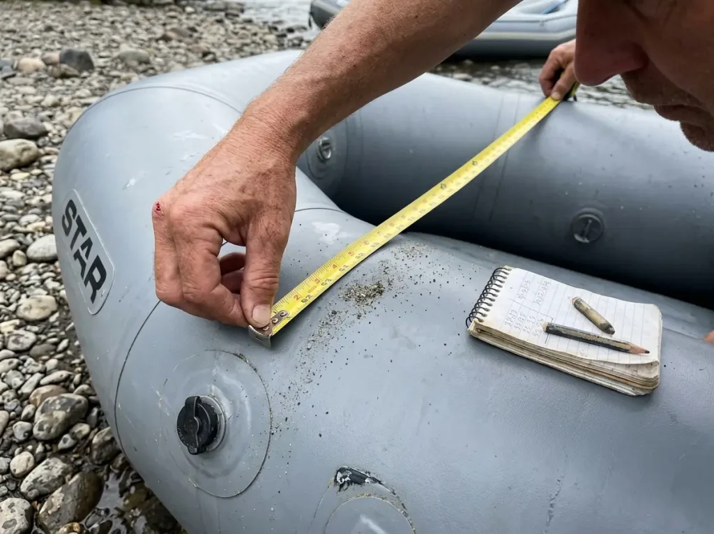 Measuring a STAR raft tube center to center with a tape to size a frame right