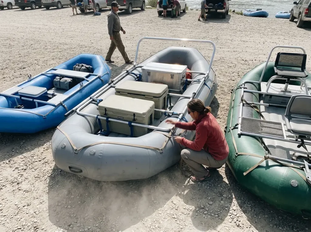 Three raft frame types side by side: day-tripper, expedition and angler setups compared