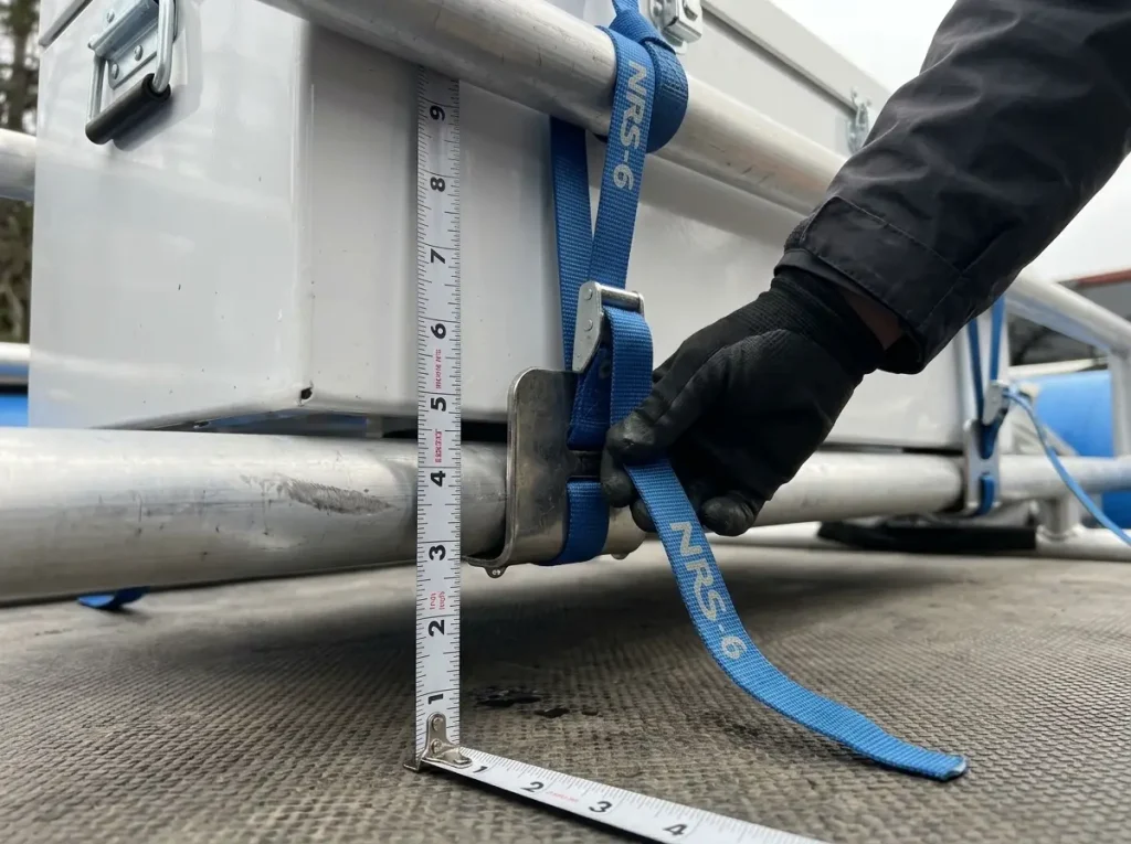 NRS adjustable drybox mounts raising a dry box off the raft floor to the right tab height