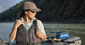 Why the Loudest River Safety Whistle Isn’t the Best River safety whistle clipped high on a rafter's PFD shoulder strap at a cold spring put-in