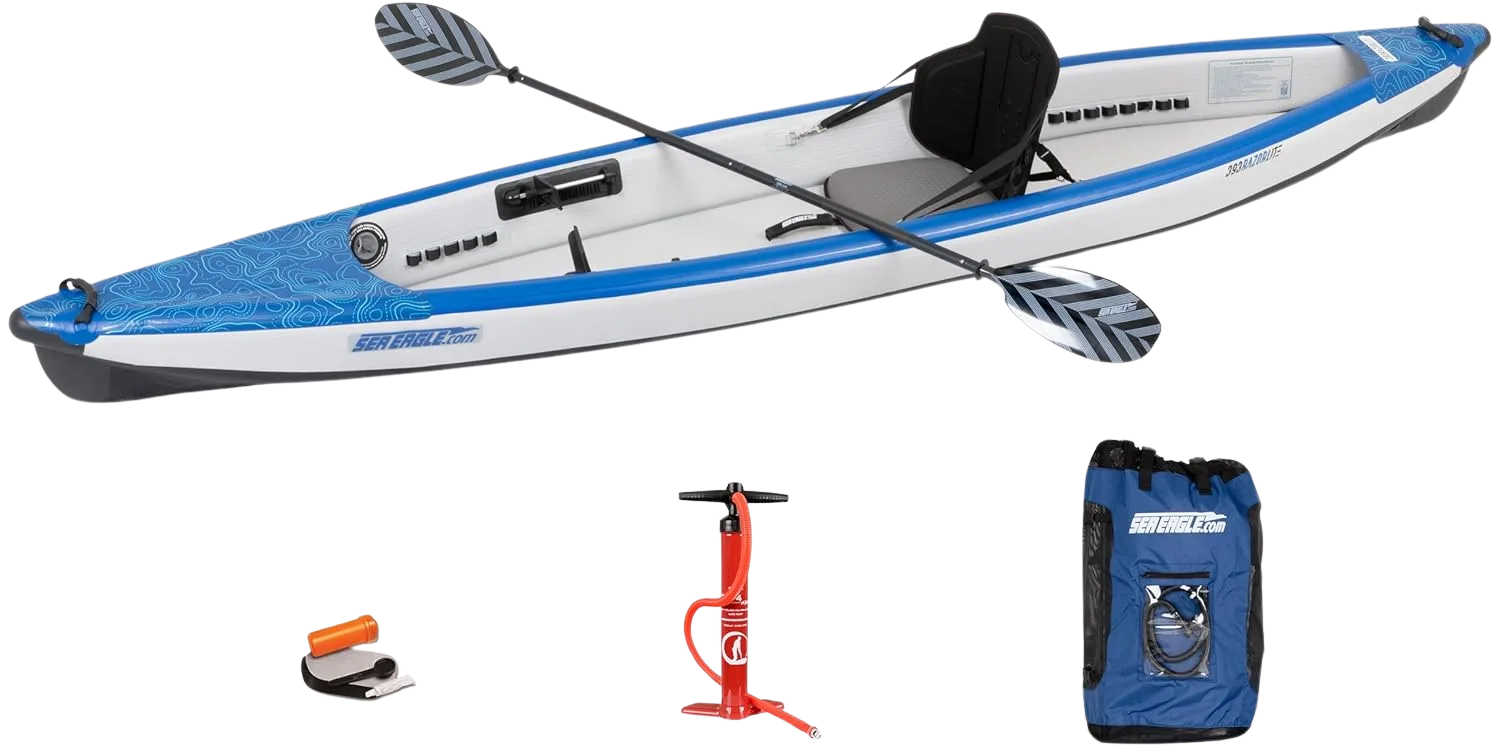 Sea Eagle 393RL long touring drop-stitch inflatable kayak for river gear hauling