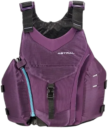 Astral Women's Layla Life Jacket in Hazy Purple, a shortened-torso whitewater PFD for rafting