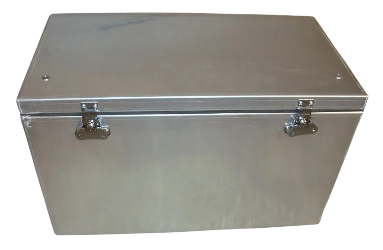 Bosski River Rafting welded aluminum dry box mounted on a raft frame