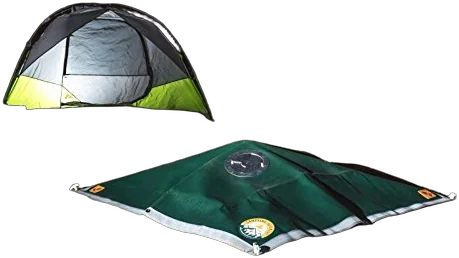 Campfire Defender Outdoor Fire Pit Cover 68 inch x 60 inch used as a ground blanket and pan cover at river camp