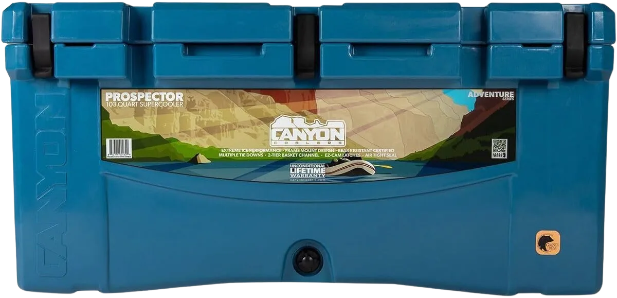 Canyon Coolers Prospector 103 rotomolded cooler for multi-day raft trips
