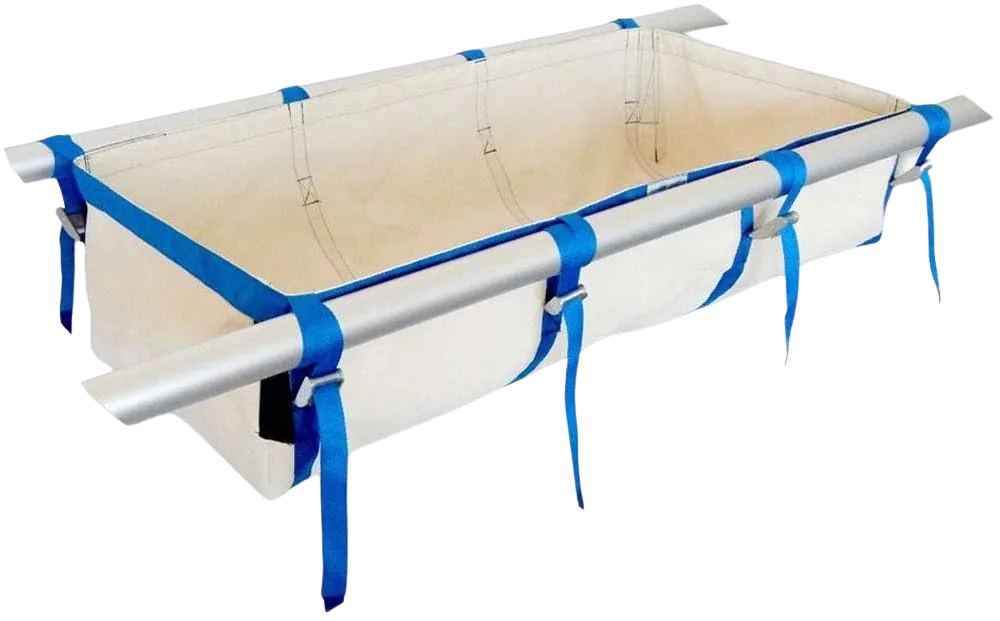Down River Equipment Drop Bag XD hanging under a raft frame seat for bulk storage