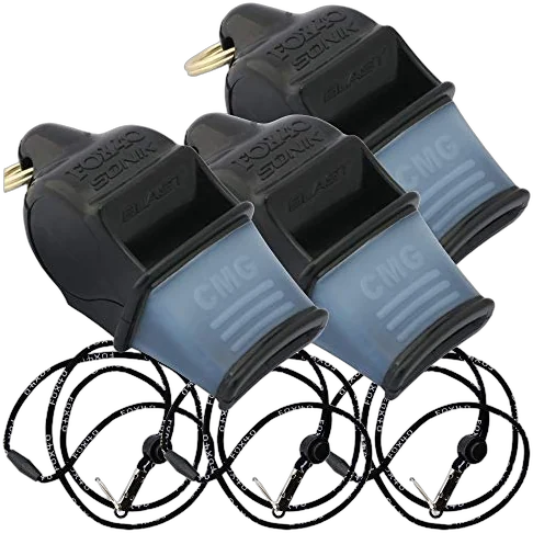 Fox 40 Sonik Blast CMG pealess whistle 3-pack with cushioned mouth grip