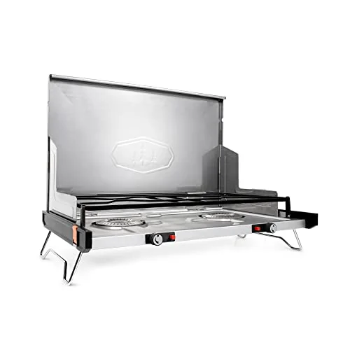 GSI Outdoors Pinnacle Pro slim folding two-burner stove that fits a rafting rocket box