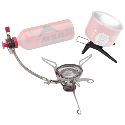 MSR WhisperLite Universal dual-fuel stove that can be serviced at a river camp