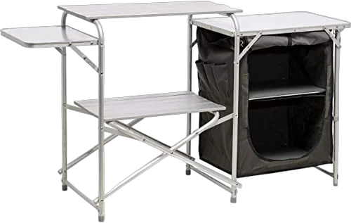 Mountain Summit Gear Deluxe Roll Top Kitchen Table camp kitchen with side tables and shelf cabinet