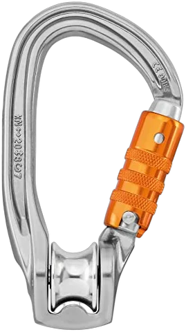 Petzl ROLLCLIP Z locking carabiner with integrated pulley for river rescue