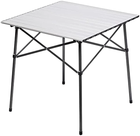 Portal Lightweight Aluminum Folding Square Roll Up Table dining height camp table for four