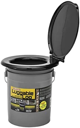 Reliance Luggable Loo 5 gallon bucket toilet used as a river camp pee bucket and backup container