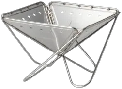Snow Peak Pack and Carry Fireplace M stainless firebox folded flat for raft frame storage
