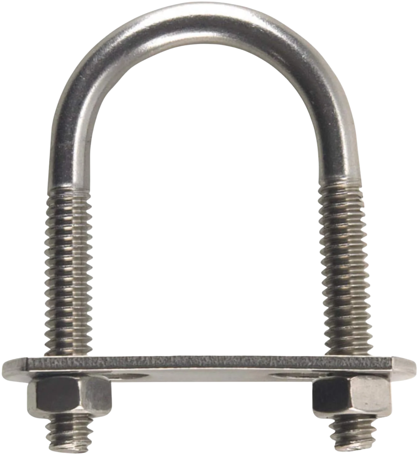 Stainless steel U-bolts sized for 1-1/4 inch raft frame tube