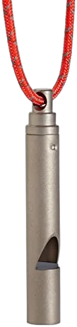 Vargo titanium emergency whistle weighing 0.1 oz for packraft kits