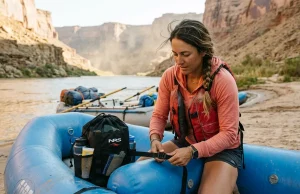 Thwart Bag or Under-Seat Storage? What Goes Where Thwart bag cam-strapped to a paddle raft thwart at a desert put-in, quick-reach gear stowed