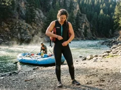 What to Wear Rafting When the Water’s Colder Than the Air Rafter at the put-in dressed for cold water in a wetsuit before a shoulder-season whitewater run