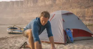 River Camping Tent and Sleep System Buying Guide Freestanding river camping tent pitched on a sandbar above the water line at first light